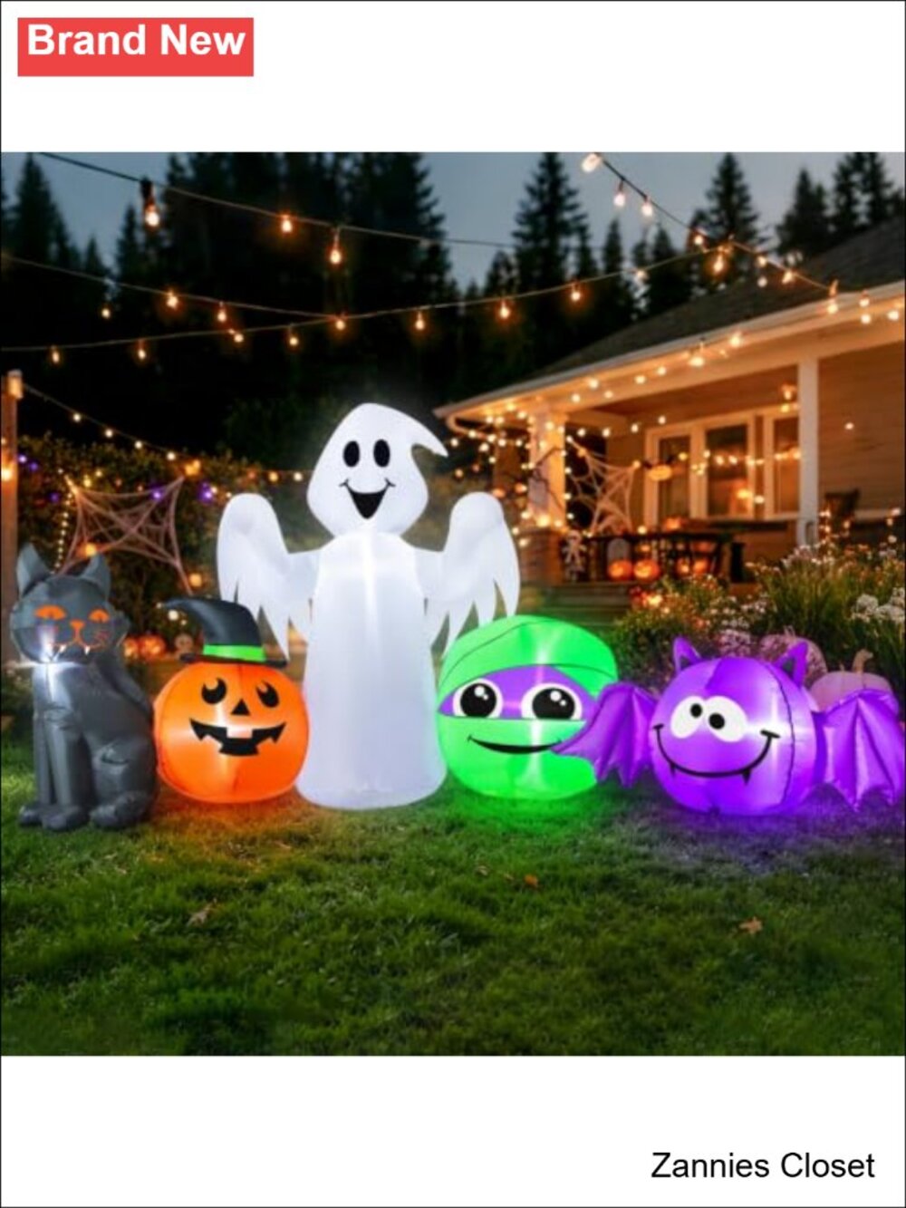 👻 9.5 FT Halloween Inflatable Ghost Outdoor Yard Decor with LED Lights Pumpkin